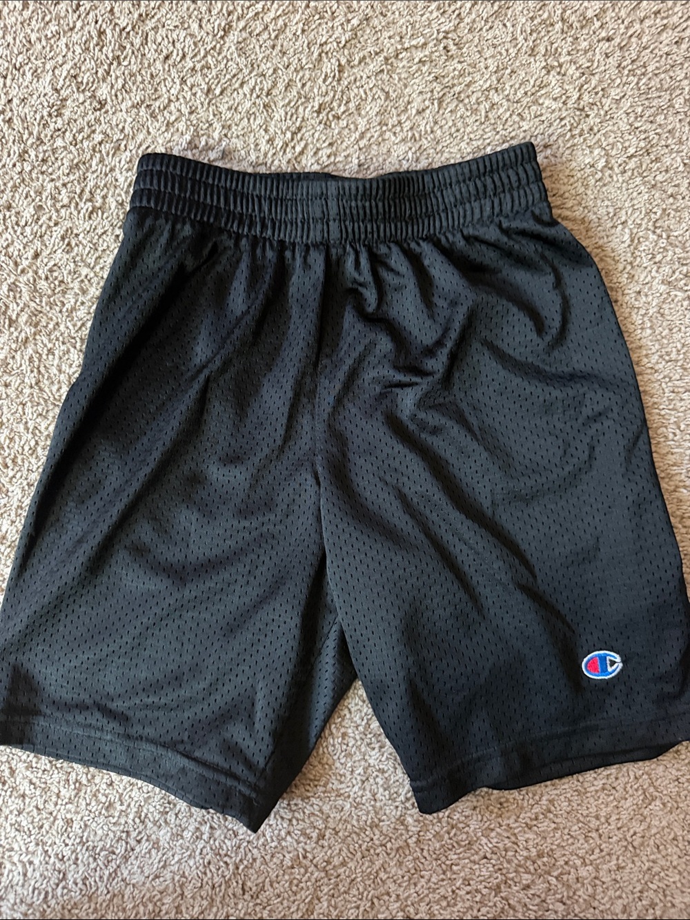 Champion Black Mesh Sports Shorts with Logo